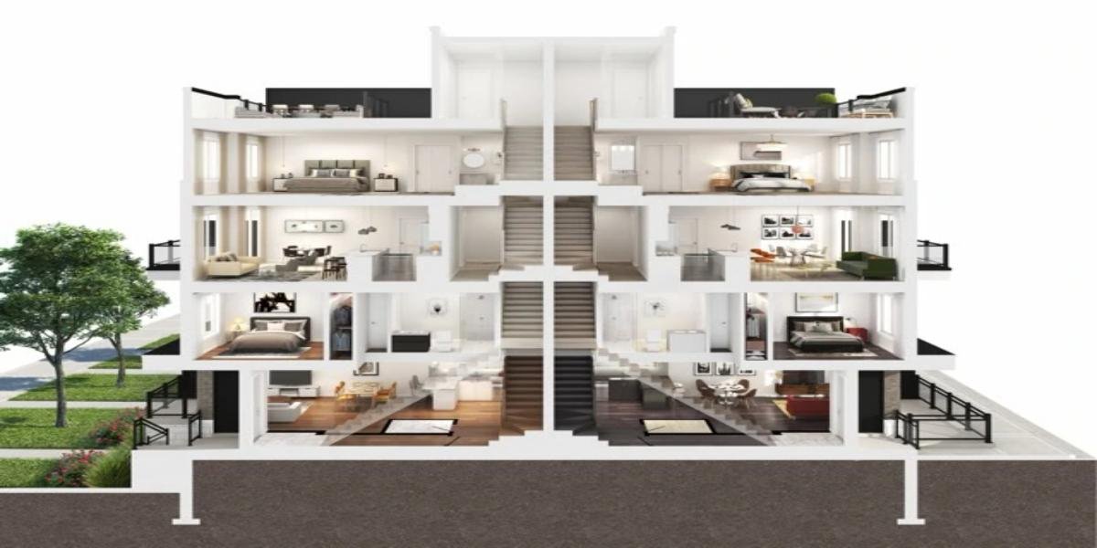 Parkland Collection (4 Storey Stacks) Cross Section Medium
